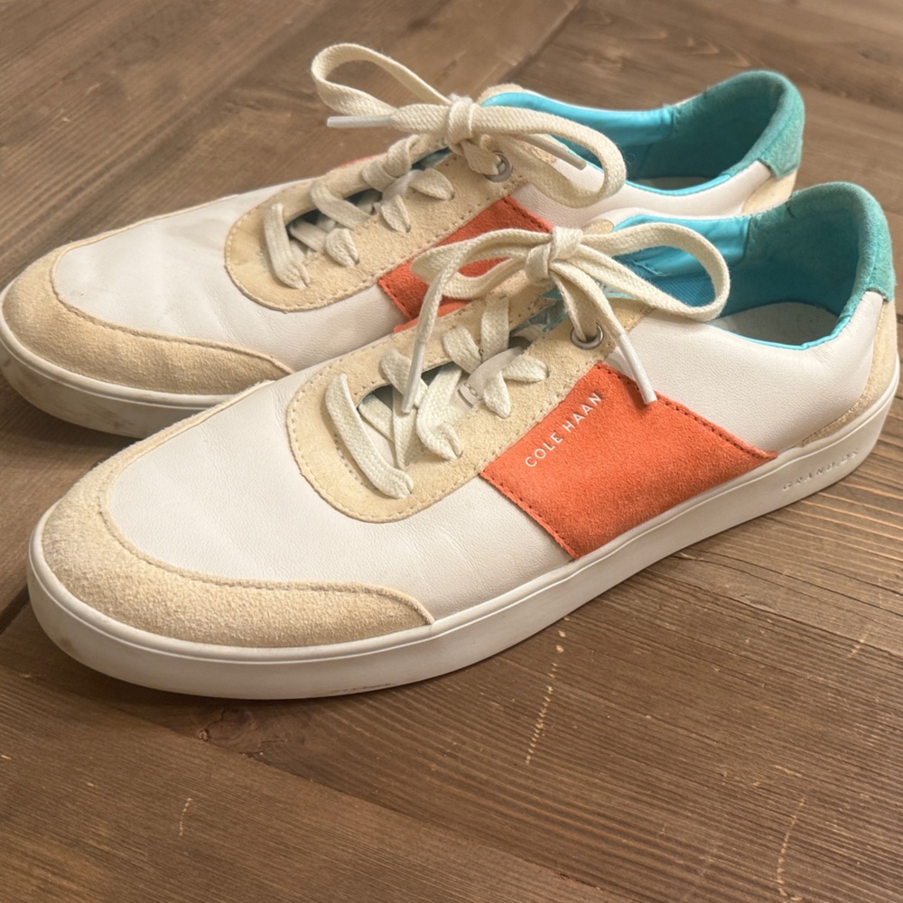 Cole Haan White and Coral Sneakers